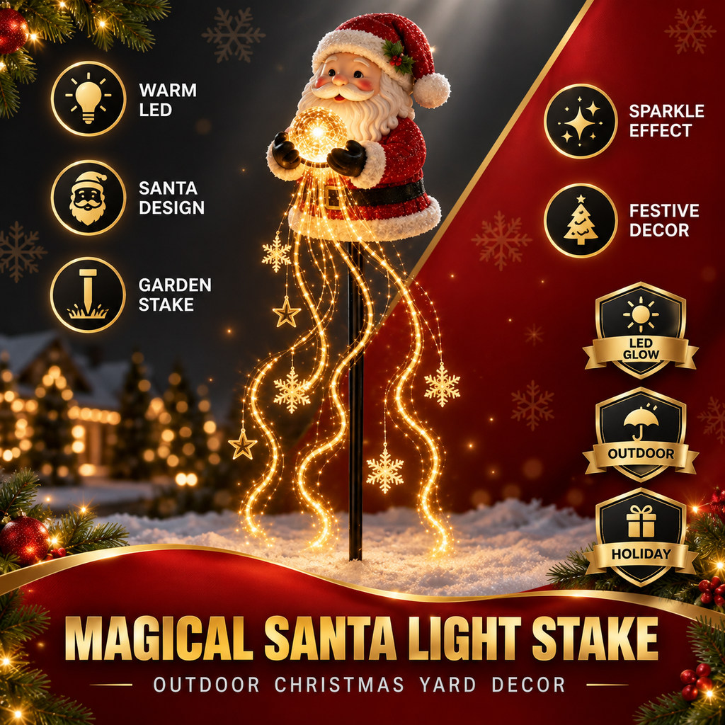 Magical Santa Light Stake with warm LED cascading lights