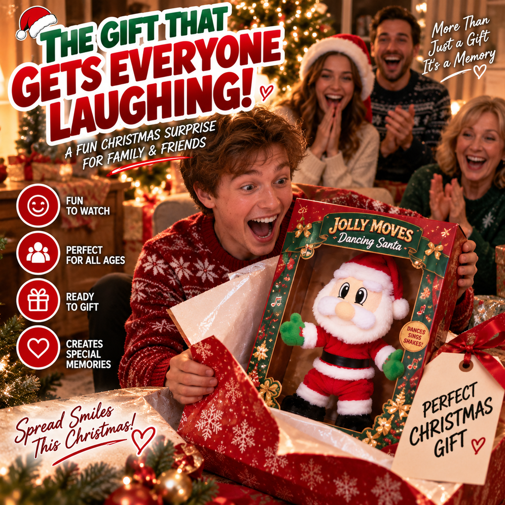 Dancing Santa Christmas gift scene